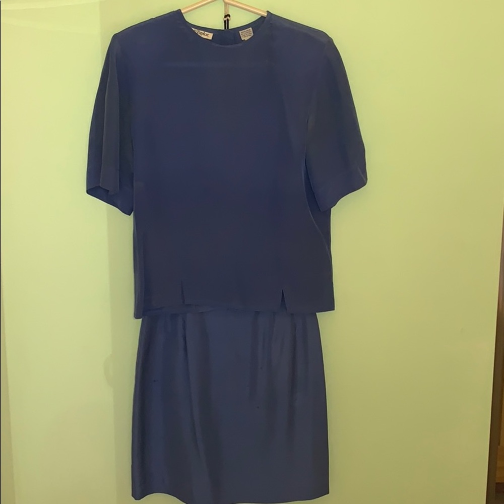 Ann Taylor Two Piece Vintage Silk Skirt and Shirt
